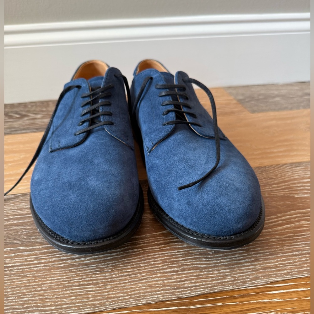 CHURCH'S blue Padstow Suede Derby Shoes - Picture 8 of 10